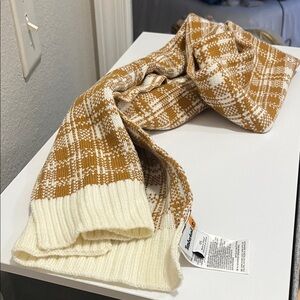Timberland Brown and White Plaid Scarf